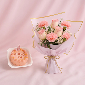 Floral Bouquet & Cake 
