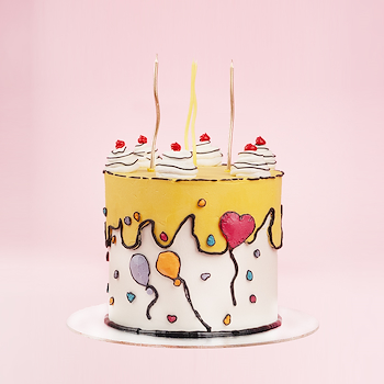 Yellow White Celebration Cake