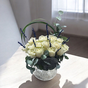 Rose And Lavender Vase