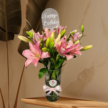 فازة الزنبق الوردي 