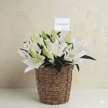 White Lilies Basket