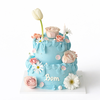 كيكة الأزهار الزرقاء