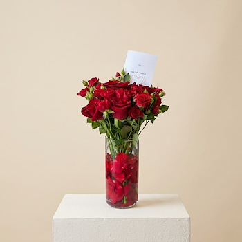 Red Rose Glass Vase
