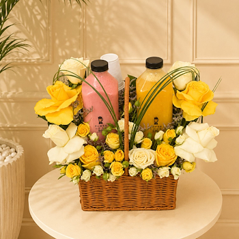 Luxury Floral And Juice Basket